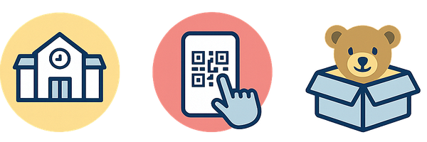 Three simple steps: school launches, families order online, bears arrive at school in a box.