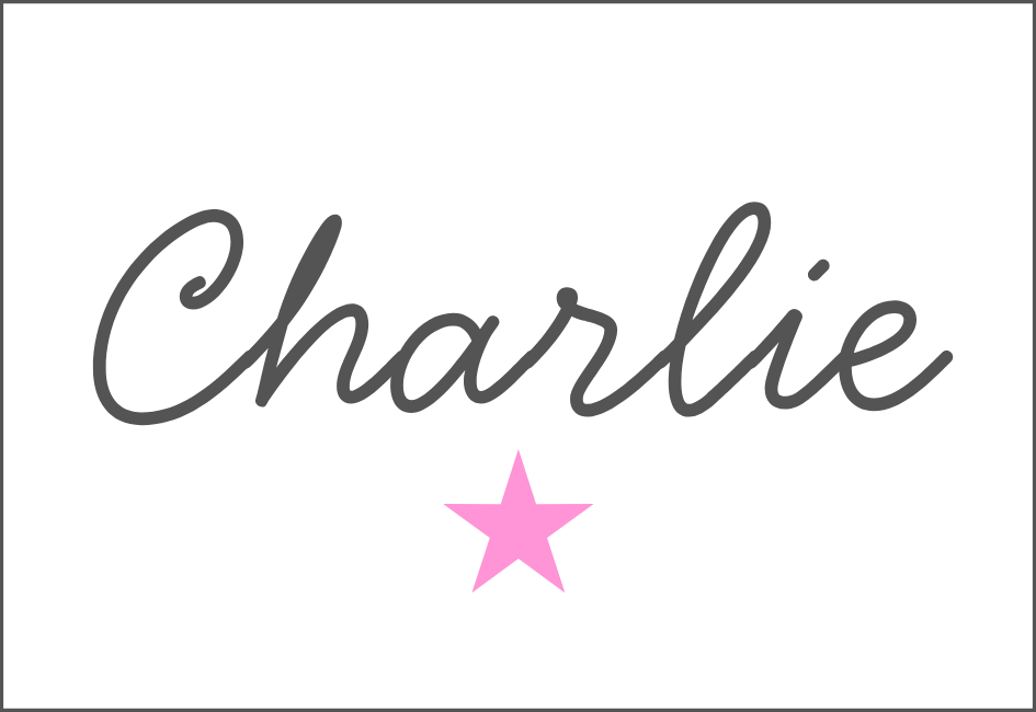 Example of personalisation showing a name and pink star icon