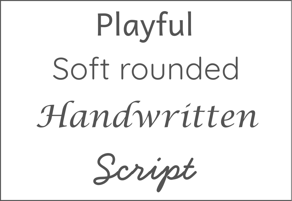 Font guide showing Playful and Handwritten Script options