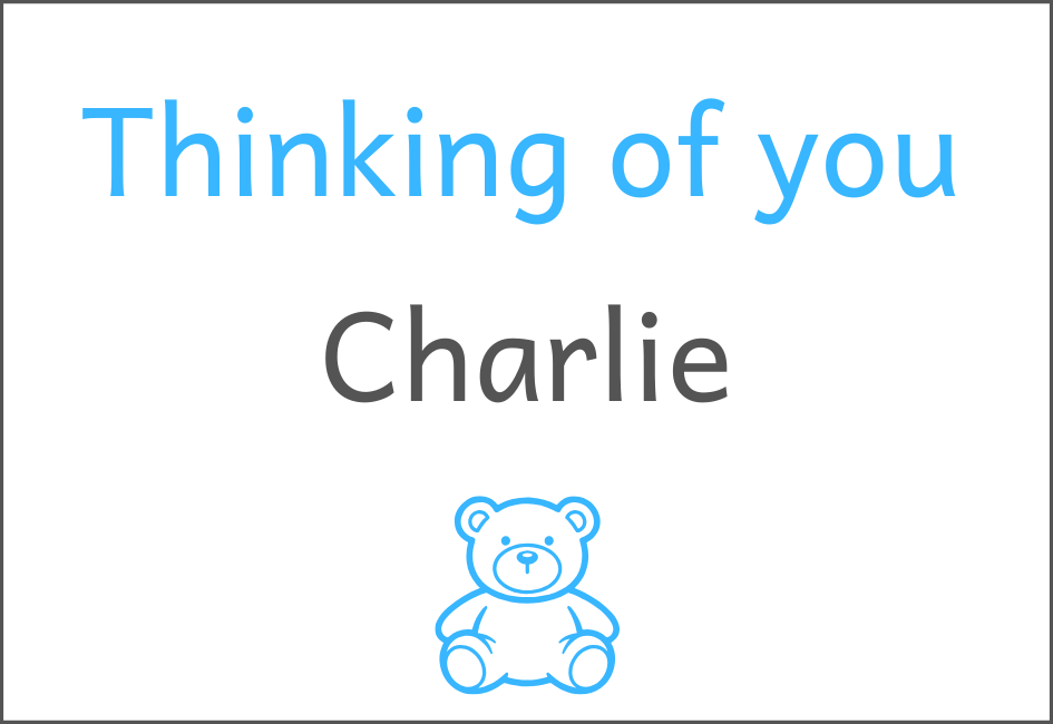 Example of get well soon personalisation showing message, name and icon