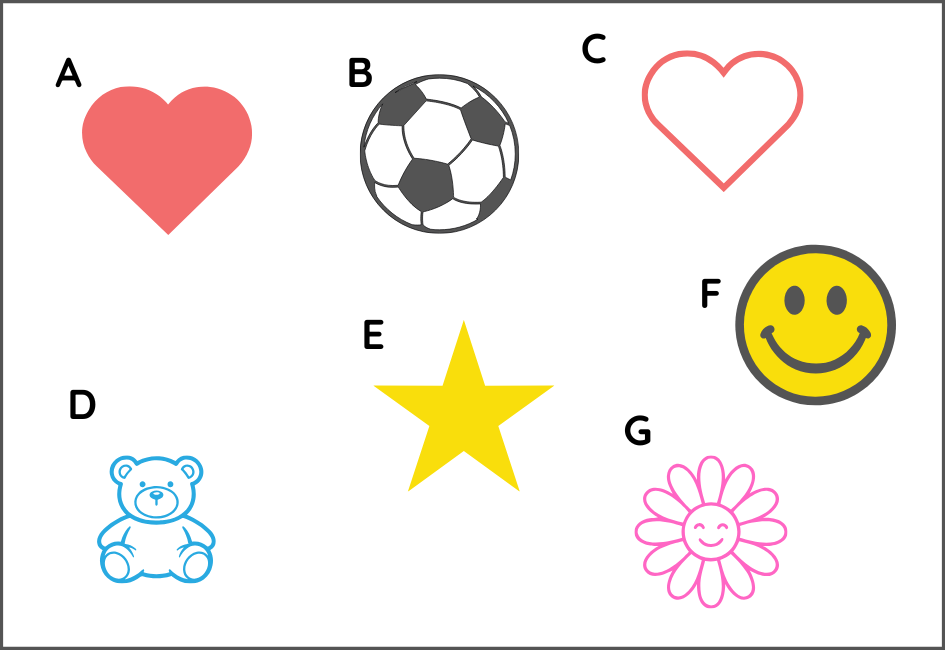 Name and everyday icon guide with code labels