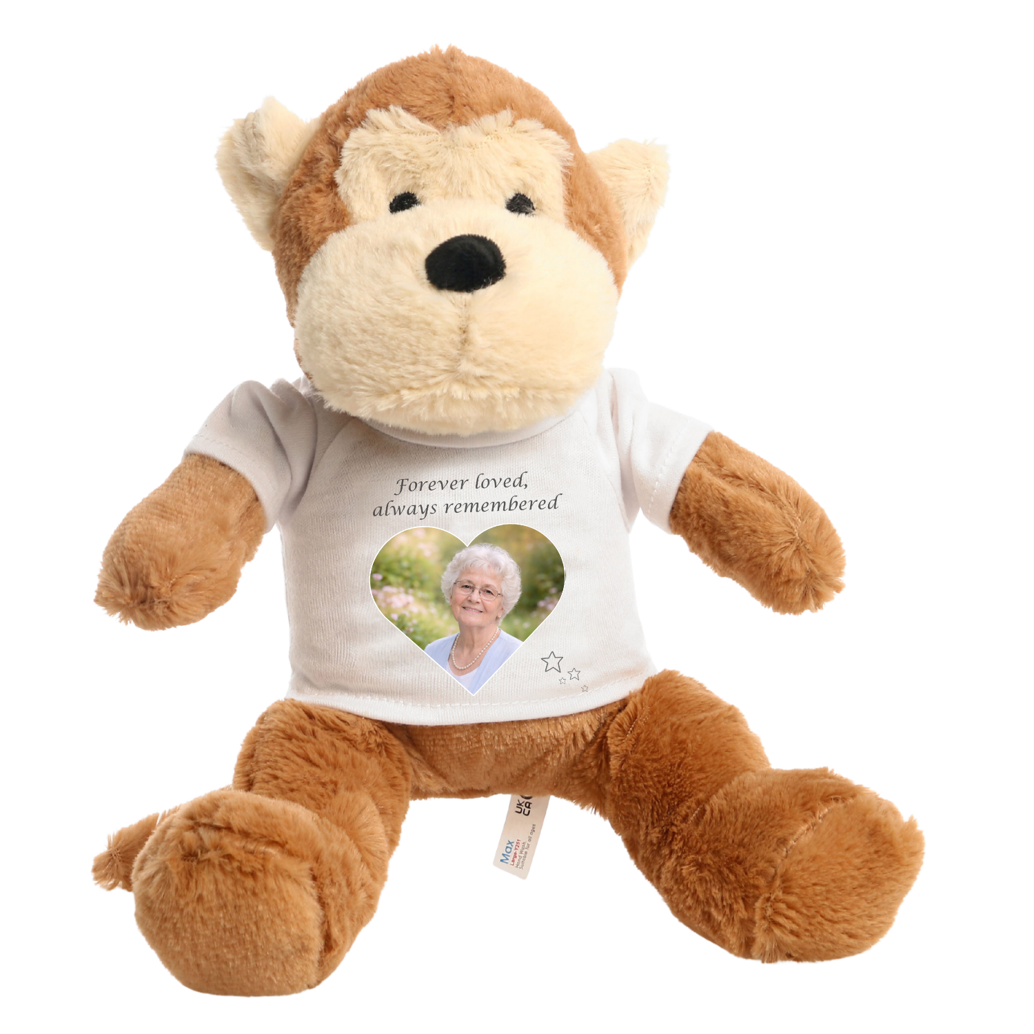 Memorial design on monkey soft toy