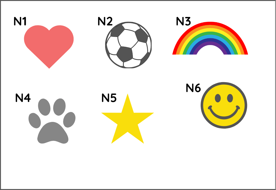 Name and everyday icon guide with code labels