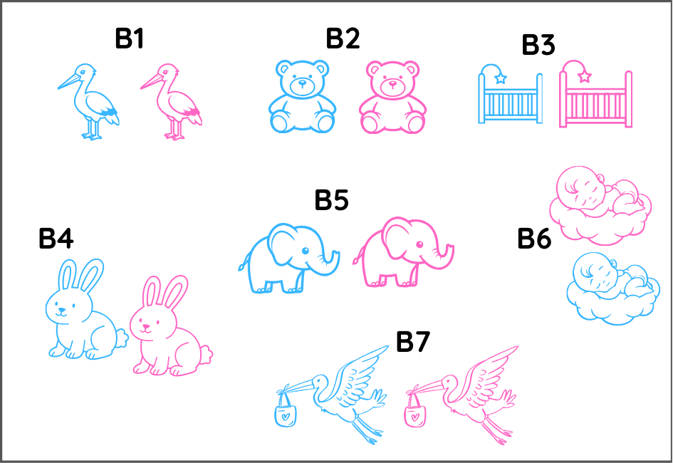 Newborn icon guide with code labels